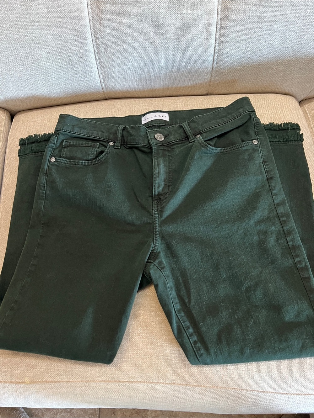 LOFT Dark Green Cropped Ankle Jeans